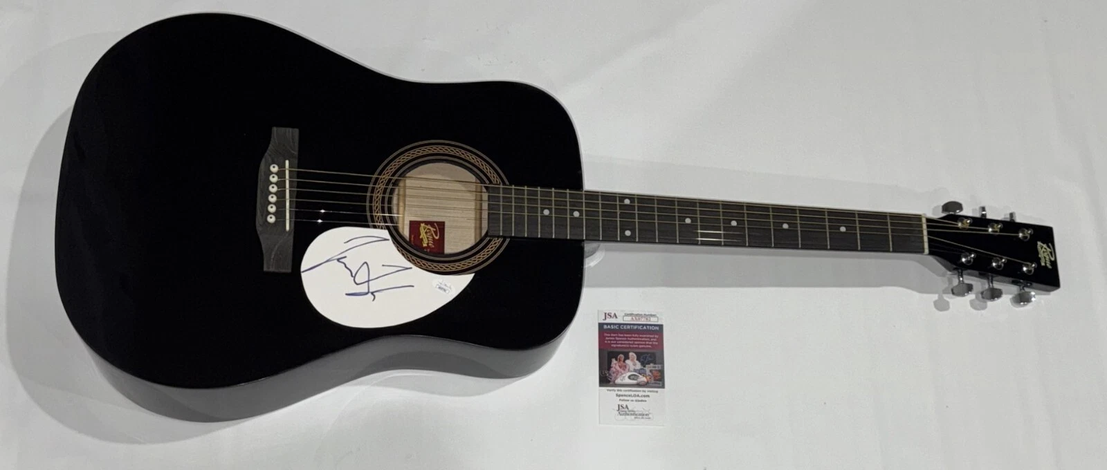 JAMES TAYLOR SIGNED FULL SIZE BLACK ACOUSTIC GUITAR SWEET BABY JAMES JSA COA