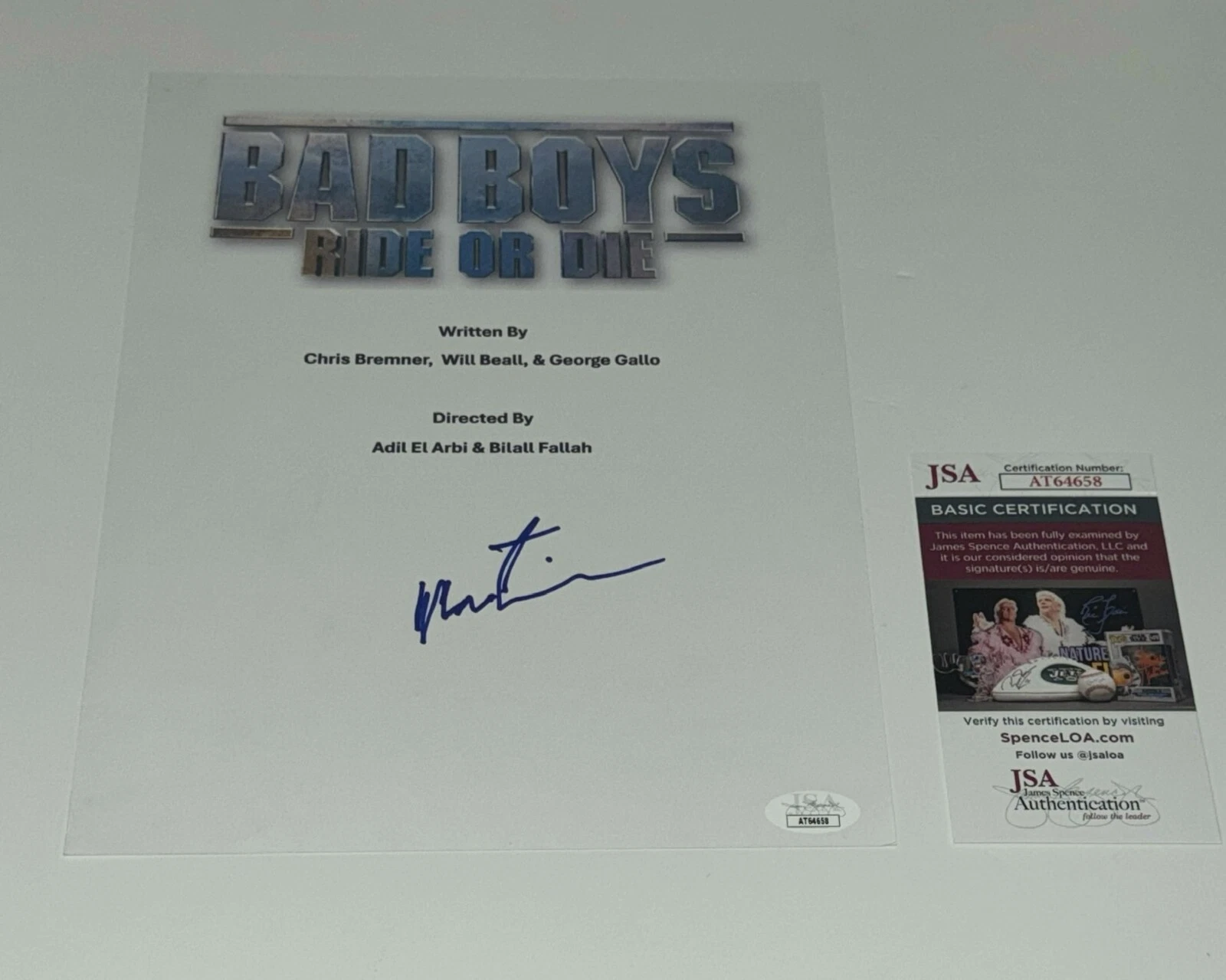 MARTIN LAWRENCE SIGNED BAD BOYS FULL MOVIE TRANSCRIPT JSA COA