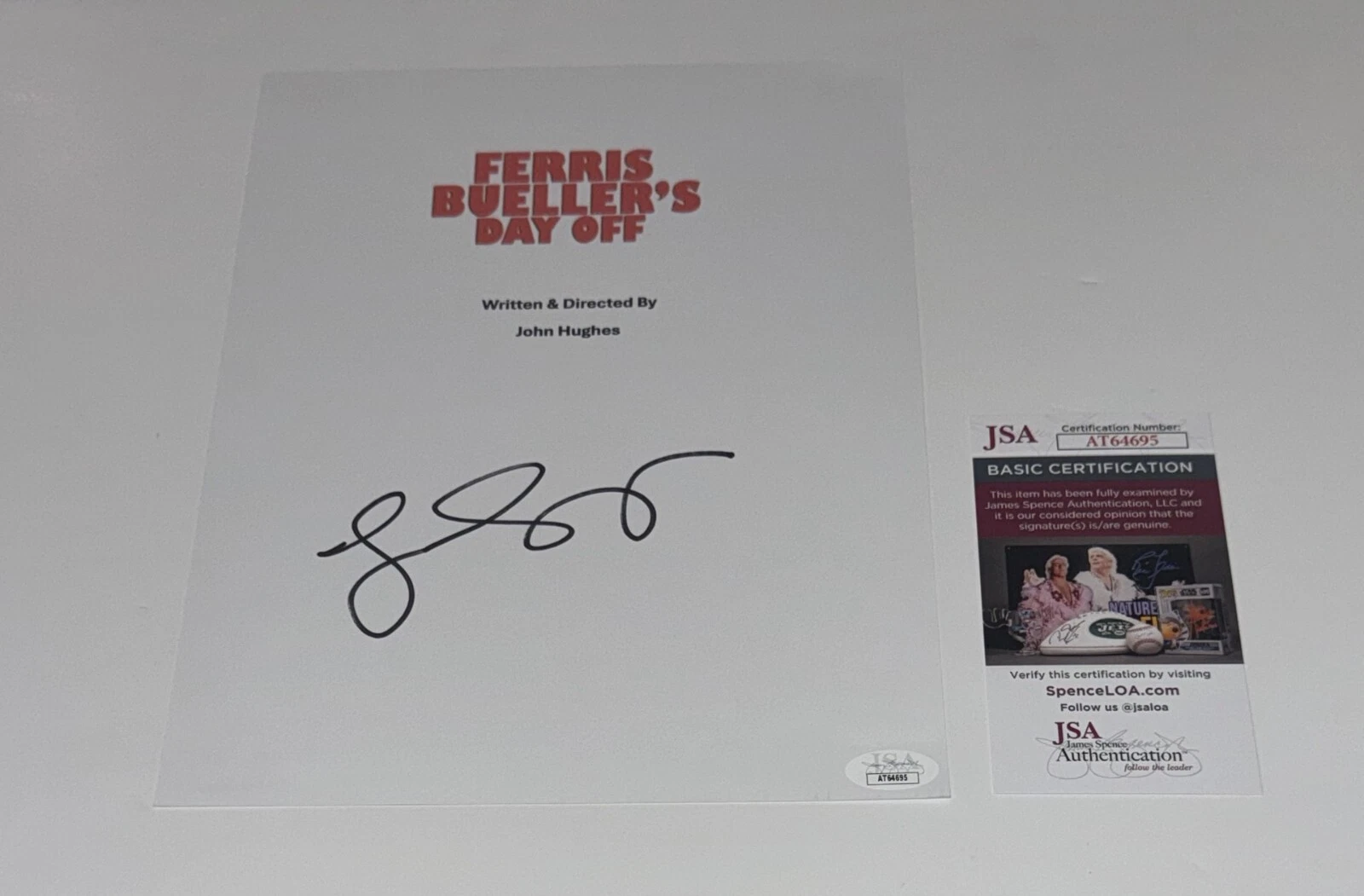 JENNIFER GREY SIGNED FERRIS BUELLER'S DAY OFF FULL MOVIE SCRIPT JSA COA