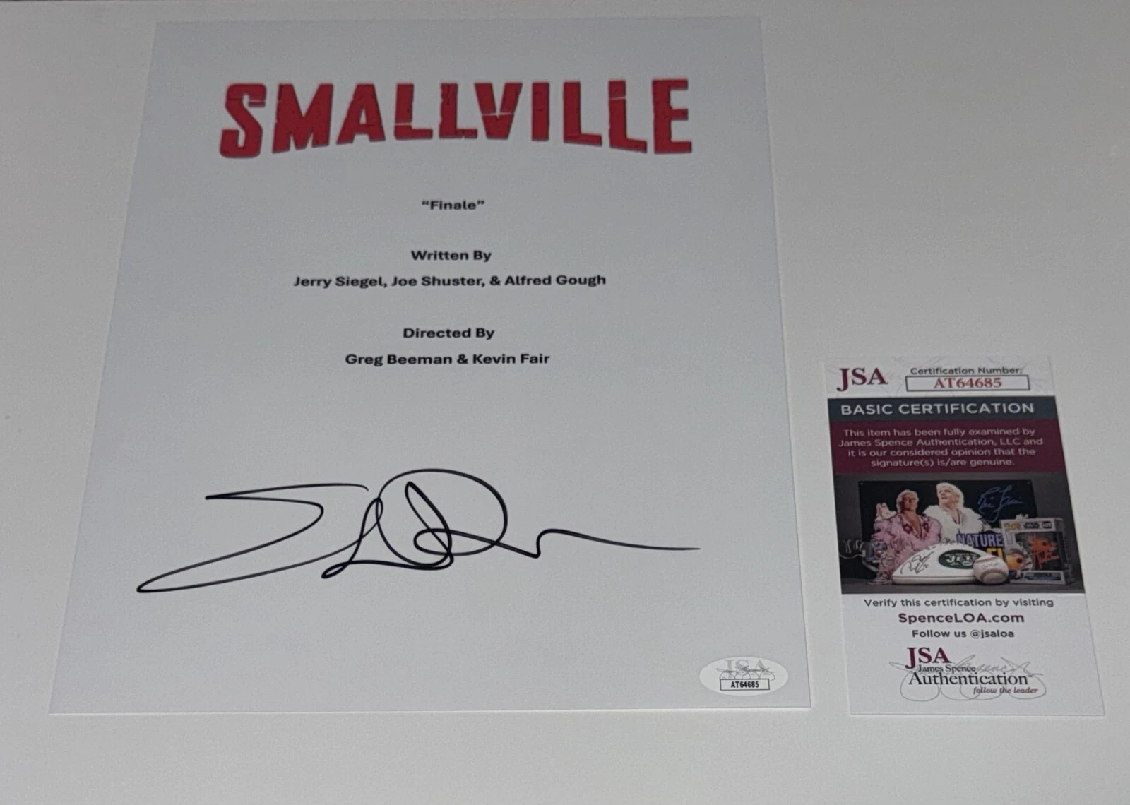 ERICA DURANCE SIGNED SMALLVILLE SERIES FINALE TRANSCRIPT LOIS LANE JSA COA