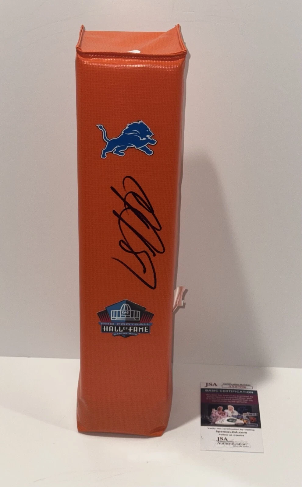 CALVIN JOHNSON SIGNED TOUCHDOWN PYLON DETROIT LIONS HOF MEGATRON JSA COA