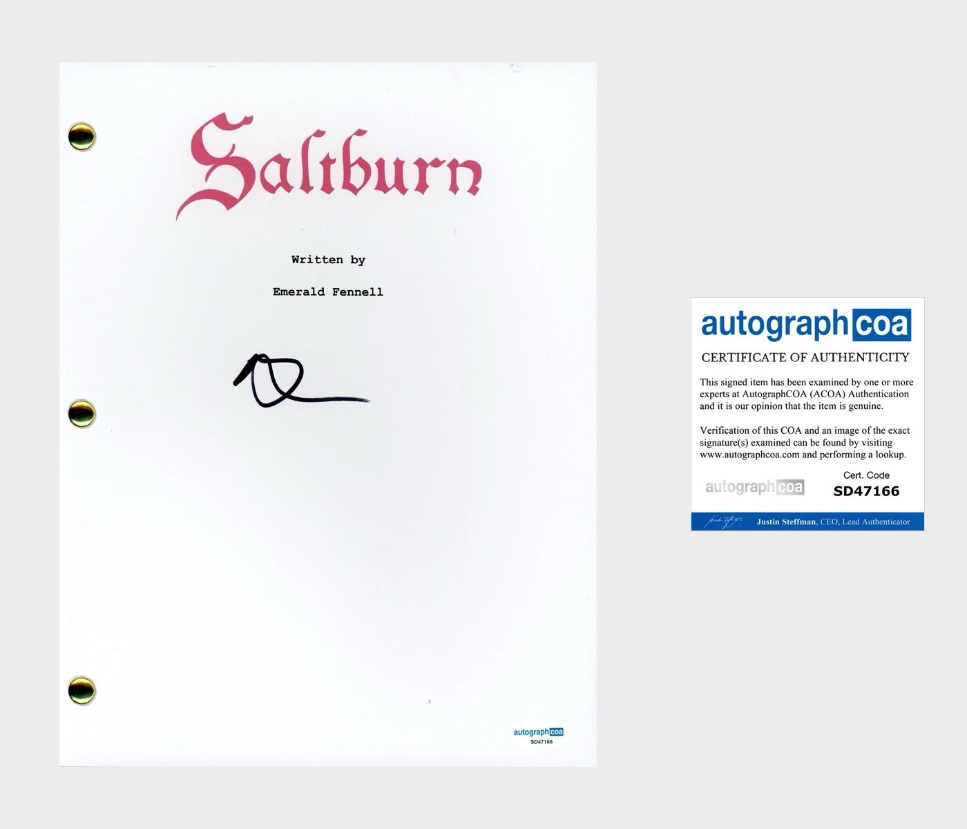 Barry Keoghan ‘Saltburn’ Signed Full Movie Script Screenplay ACOA