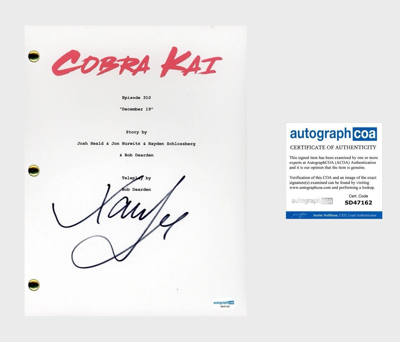XOLO MARIDUENA ‘COBRA KAI’ SIGNED FULL EPISODE SCRIPT SCREENPLAY ‘MIGUEL’ ACOA COLLECTIBLE MEMORABILIA
