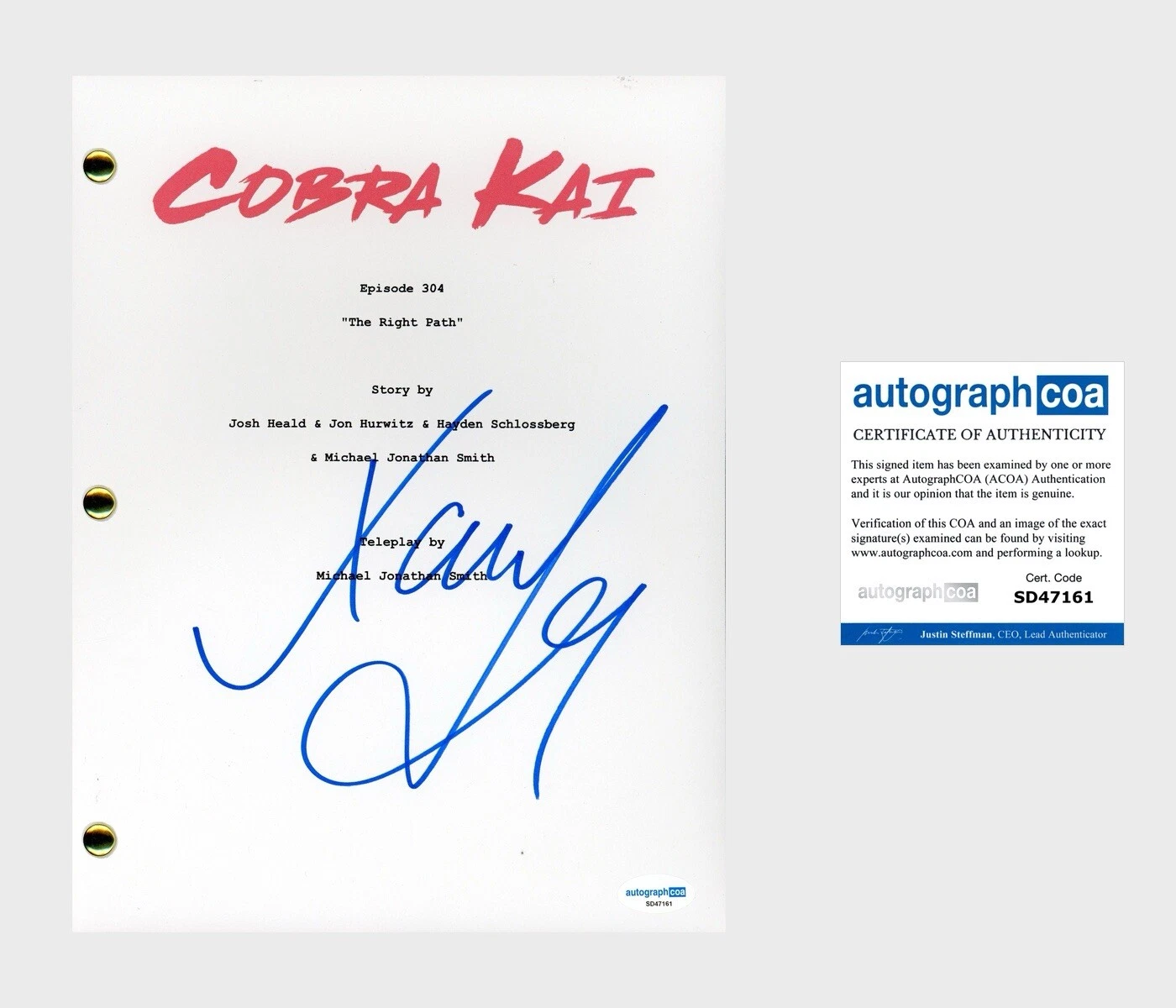 XOLO MARIDUENA ‘COBRA KAI’ SIGNED FULL EPISODE SCRIPT SCREENPLAY ‘MIGUEL’ ACOA COLLECTIBLE MEMORABILIA
