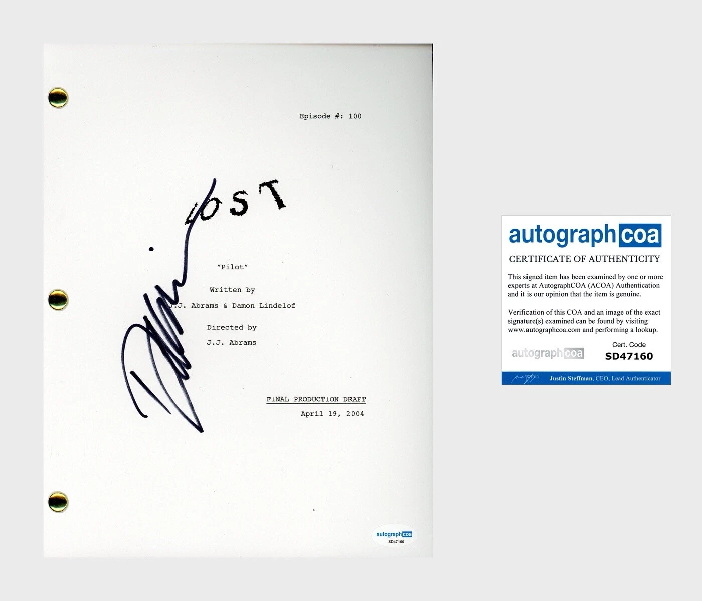 Daniel Dae Kim ‘Lost’ Signed Full Pilot Script Screenplay ACOA TV Show