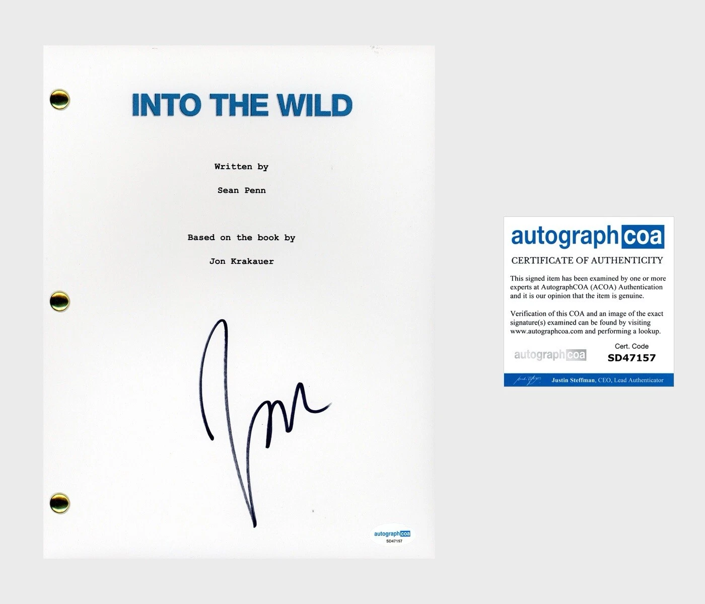 Jena Malone ‘Into The Wild’ Signed Full Movie Script Screenplay ‘Carine’ ACOA
