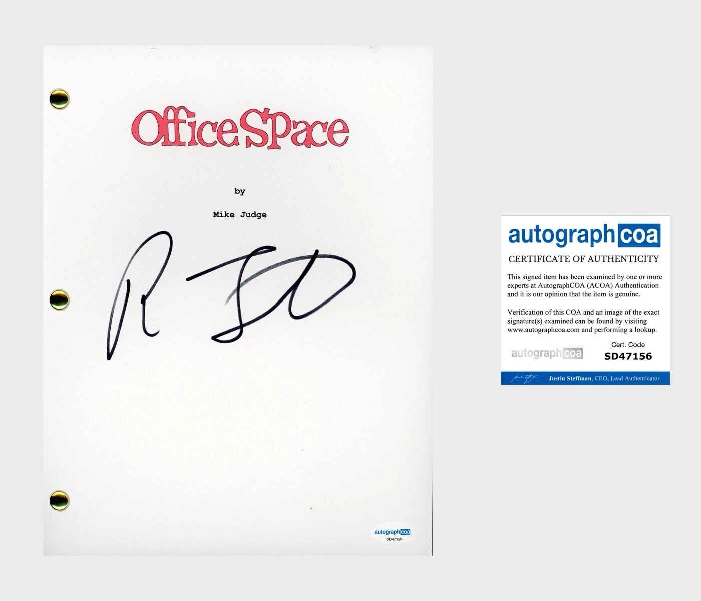 Ron Livingston ‘Office Space’ Signed Complete Movie Script Screenplay ACOA