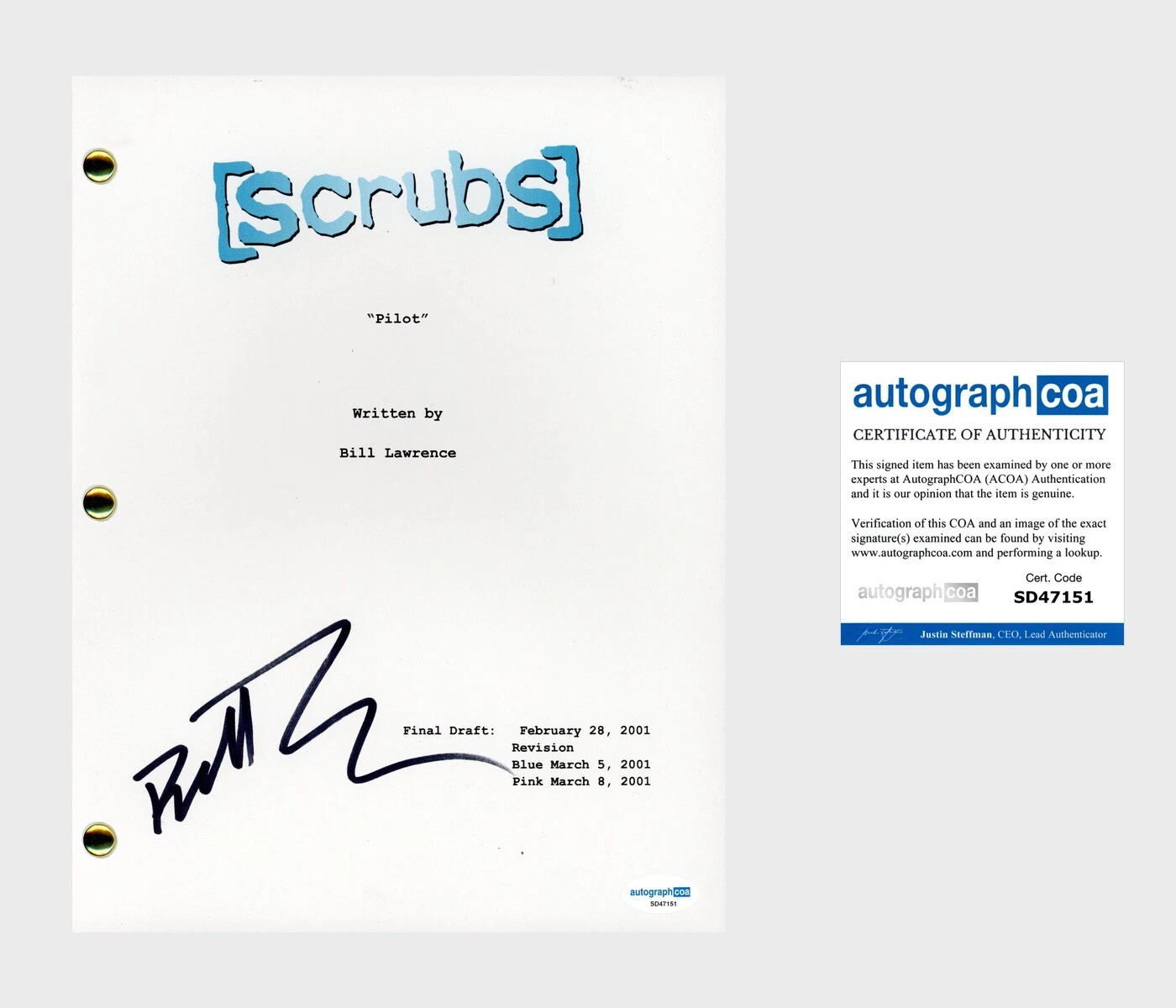 Bill Lawrence ‘Scrubs’ Creator Signed Full Pilot Episode Script ACOA TV Show