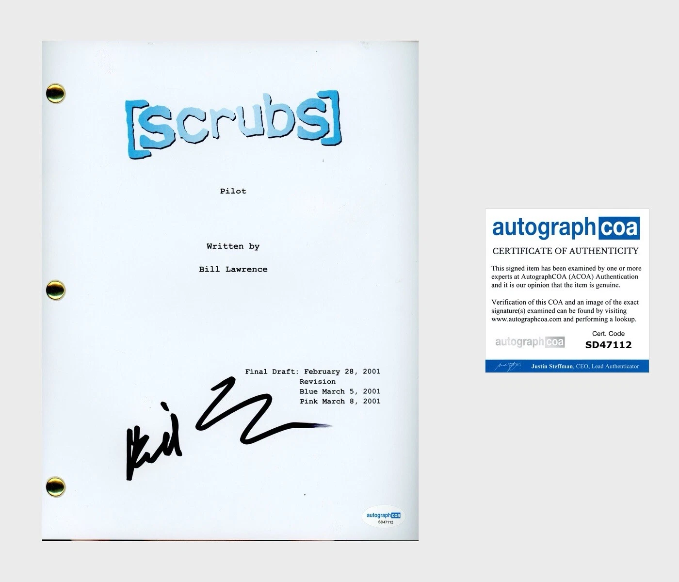 Bill Lawrence ‘Scrubs’ Creator Signed Full Pilot Episode Script ACOA TV Show