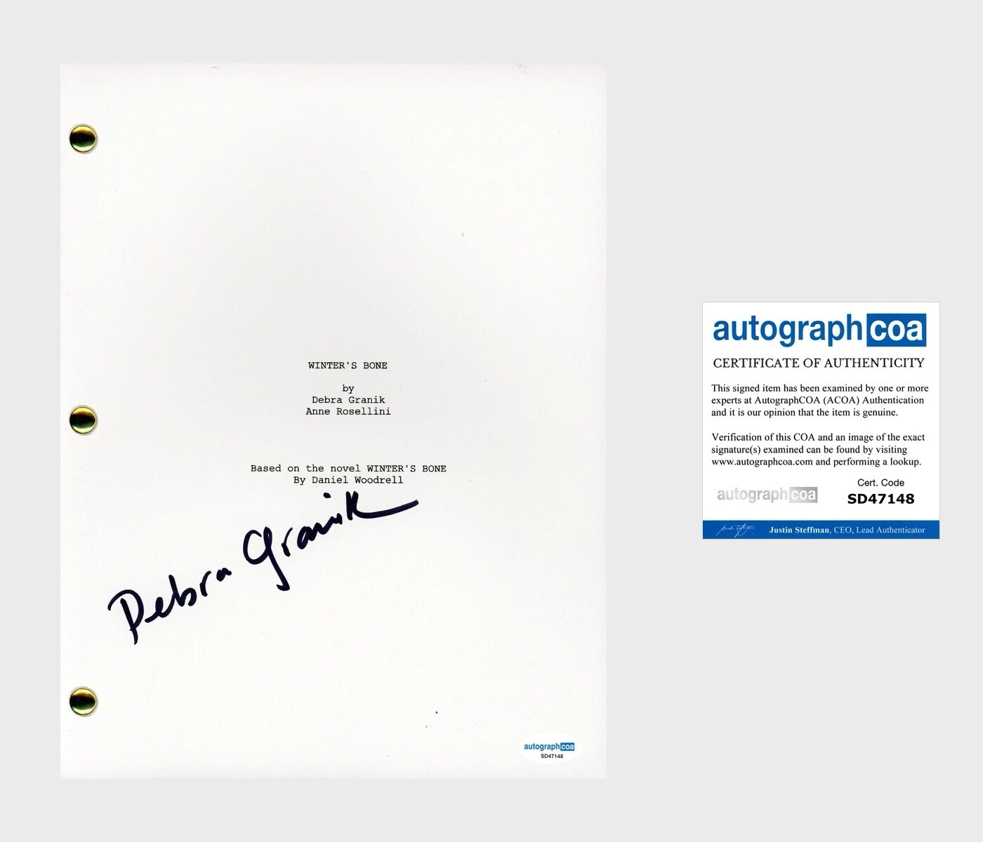 Debra Granik ‘Winter’s Bone’ Signed Full Movie Script Screenplay Director ACOA