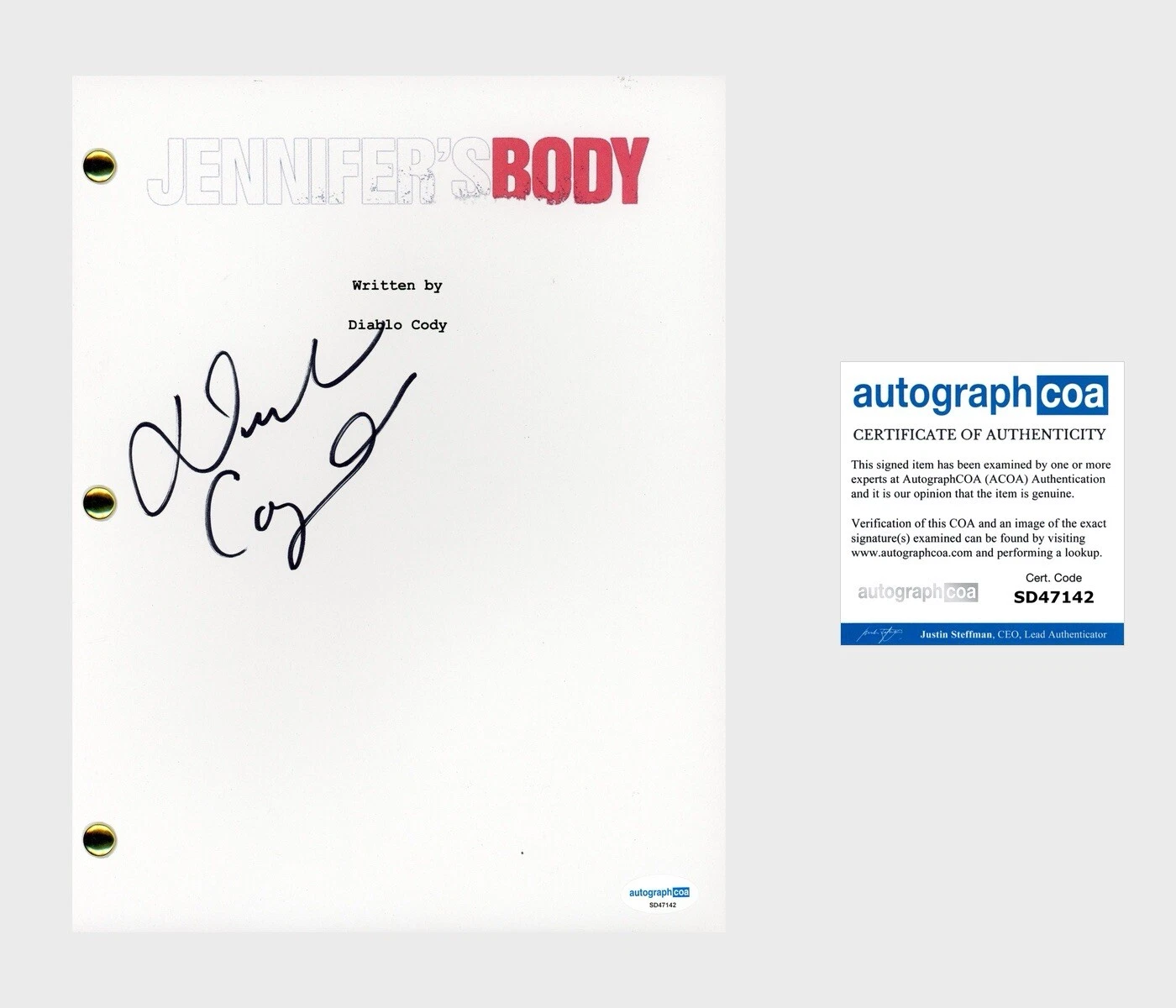 Diablo Cody ‘Jennifer’s Body’ Writer Signed Full Movie Script Screenplay ACOA