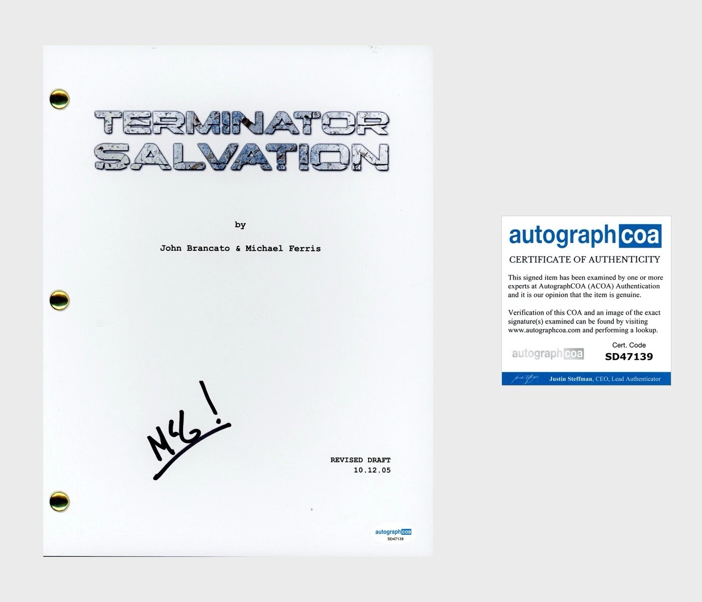 McG Signed ‘Terminator Salvation’ Director Full Movie Script Joseph Nichol ACOA