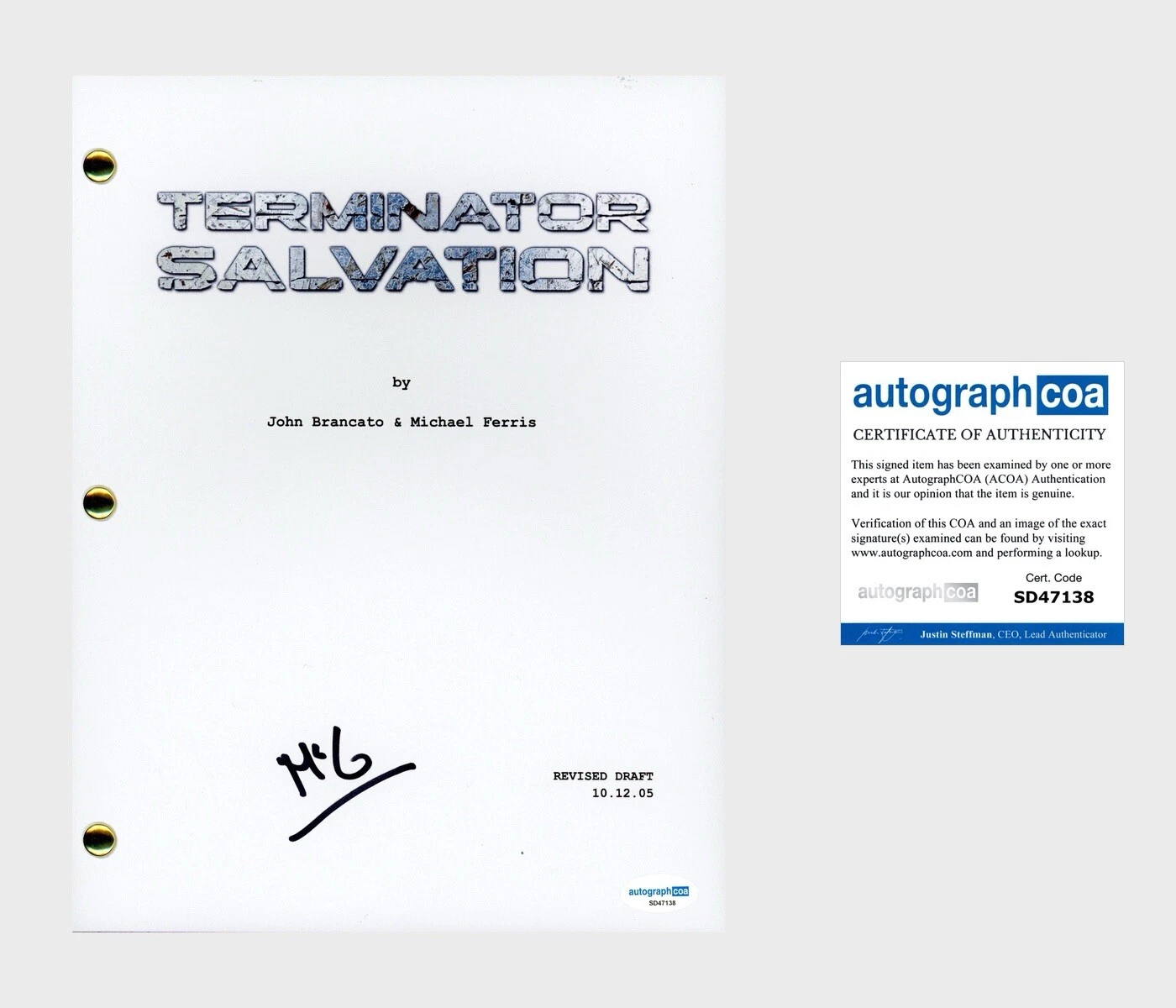 McG Signed ‘Terminator Salvation’ Director Full Movie Script Joseph Nichol ACOA