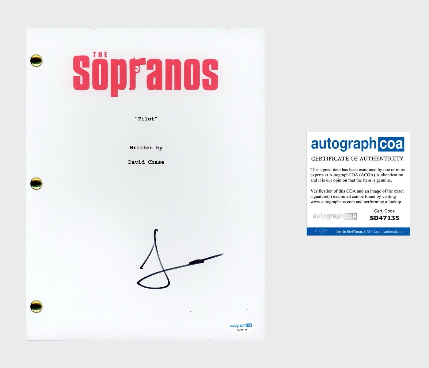 Jamie-Lynn Sigler ‘The Sopranos’ Signed Full Pilot Script Screenplay ACOA