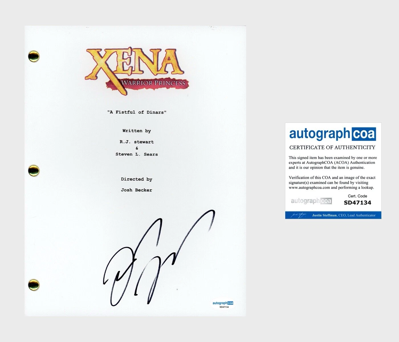 Lucy Lawless ‘Xena: Warrior Princess’ Signed Full Episode Script Autograph ACOA