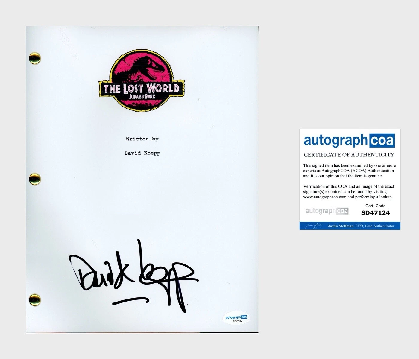 David Koepp ‘The Lost World: Jurassic Park’ Writer Signed Full Movie Script ACOA