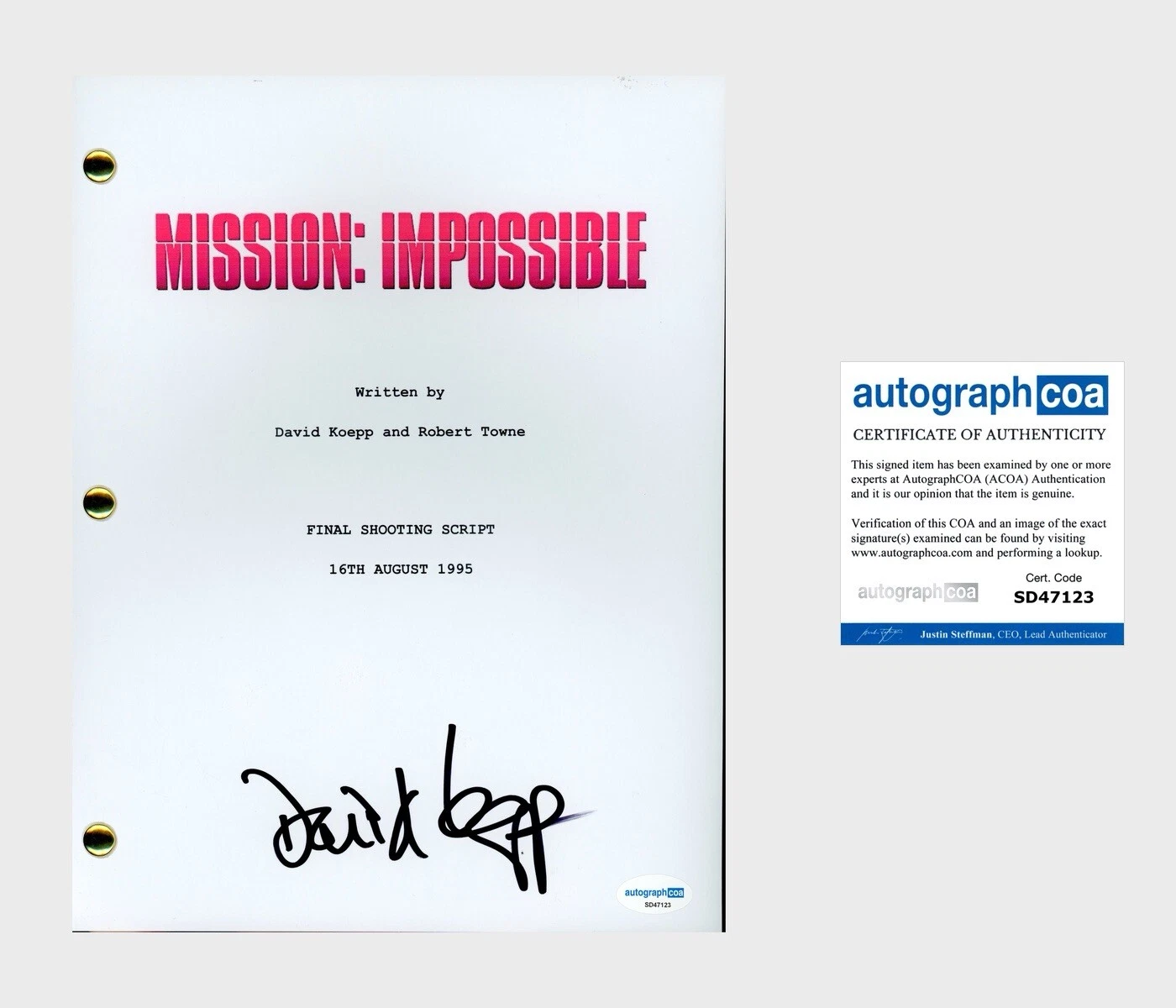 David Koepp ‘Mission Impossible’ Writer Signed Full Movie Script Screenplay ACOA