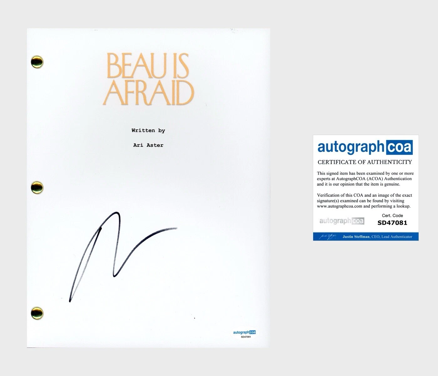 Ari Aster ‘Beau Is Afraid’ Signed Full Movie Script Screenplay ACOA