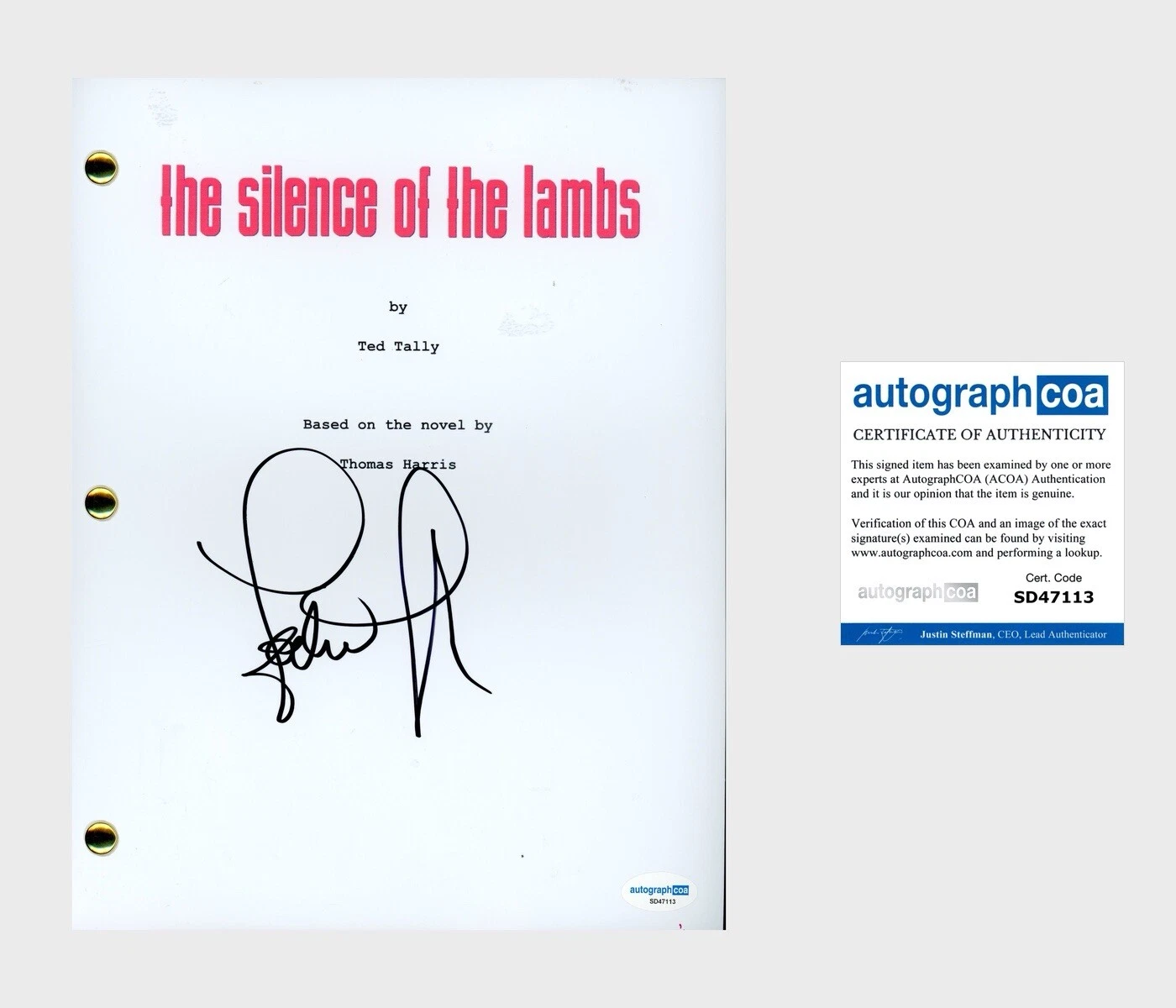 Jodie Foster ‘Silence of the Lambs’ Signed Full Movie Script Screenplay ACOA