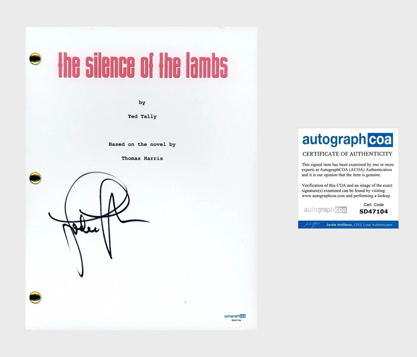 Jodie Foster ‘Silence of the Lambs’ Signed Full Movie Script Screenplay ACOA