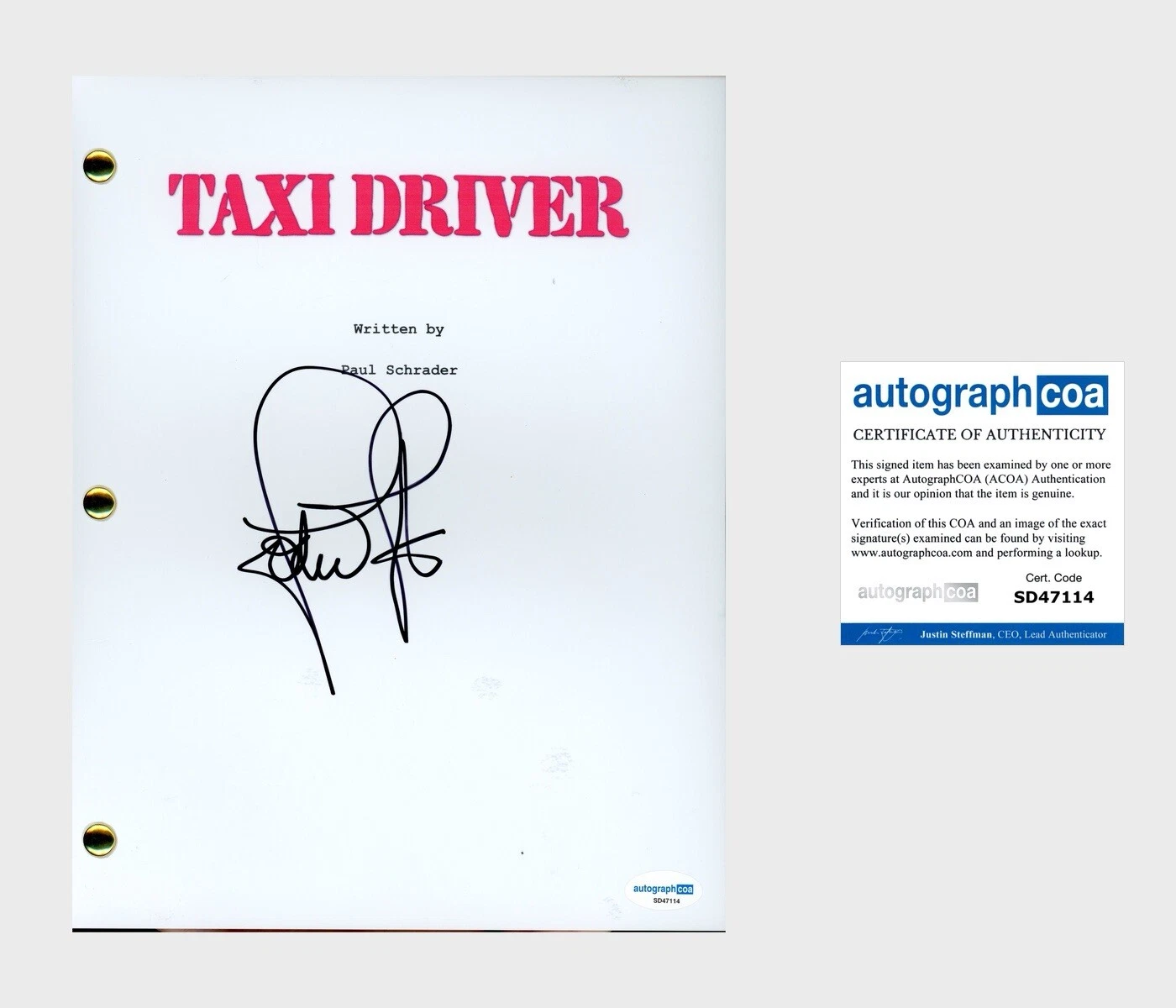Jodie Foster ‘Taxi Driver’ Signed Full Movie Script Screenplay ACOA