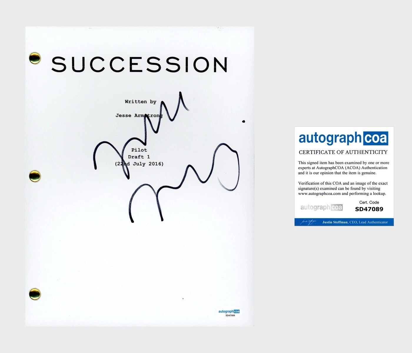 Jesse Armstrong ‘Succession’ Creator & Writer Signed Full Script ACOA HBO Show