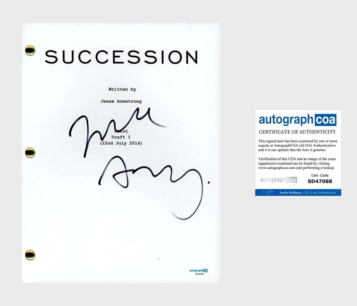 Jesse Armstrong ‘Succession’ Creator & Writer Signed Full Script ACOA HBO Show