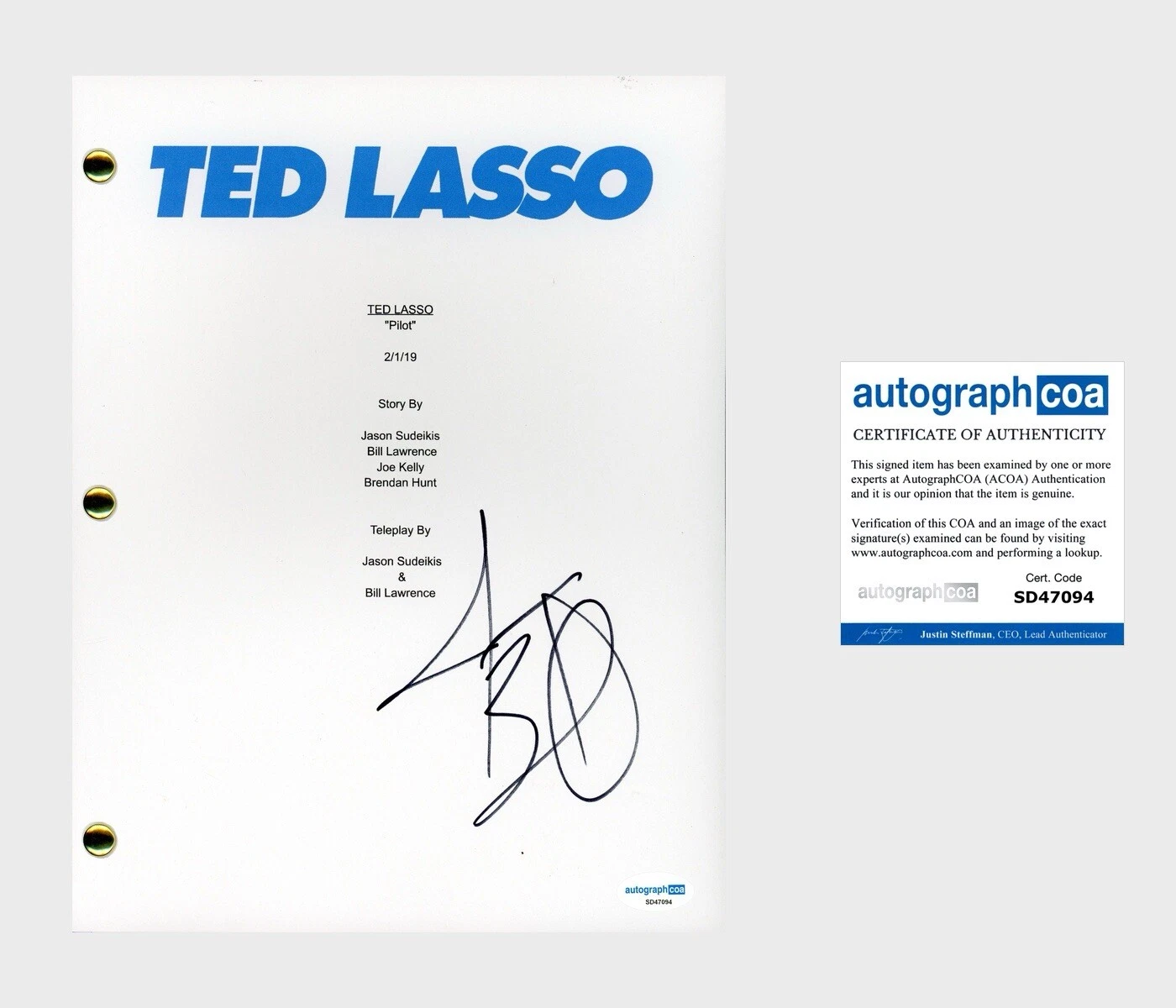 Jason Sudeikis ‘Ted Lasso’ Signed Full Pilot TV Show Script ACOA