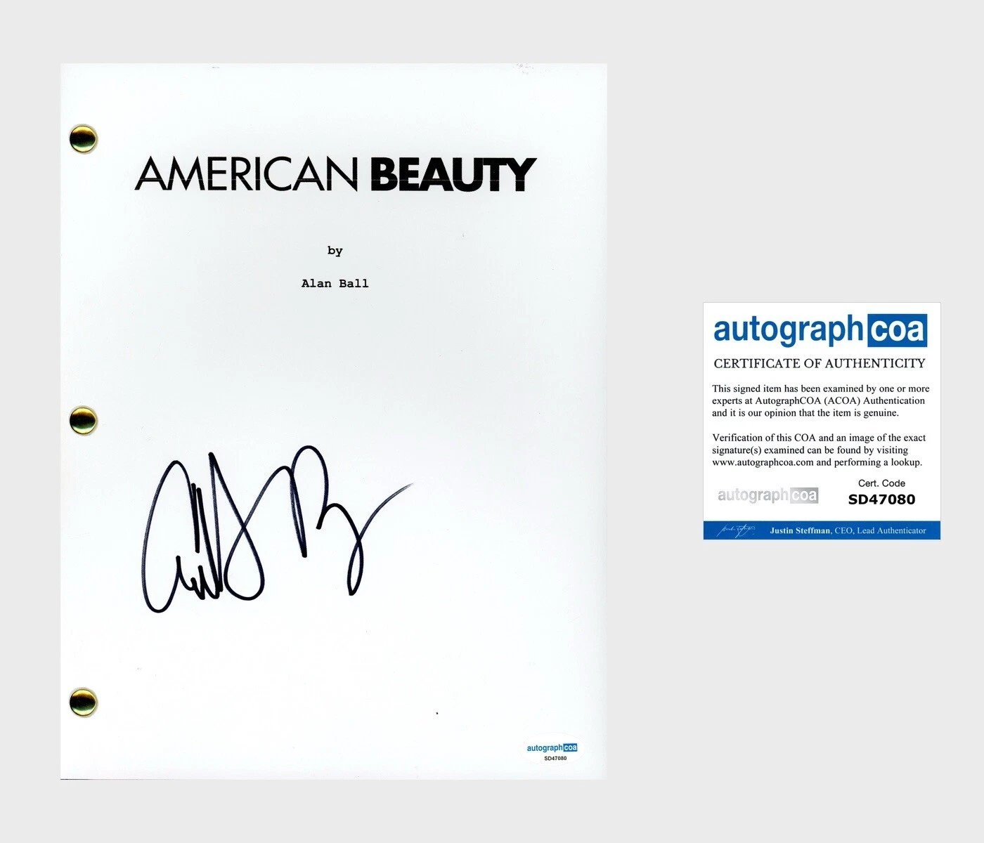 Annette Bening ‘American Beauty’ Signed Full Movie Script Screenplay ACOA