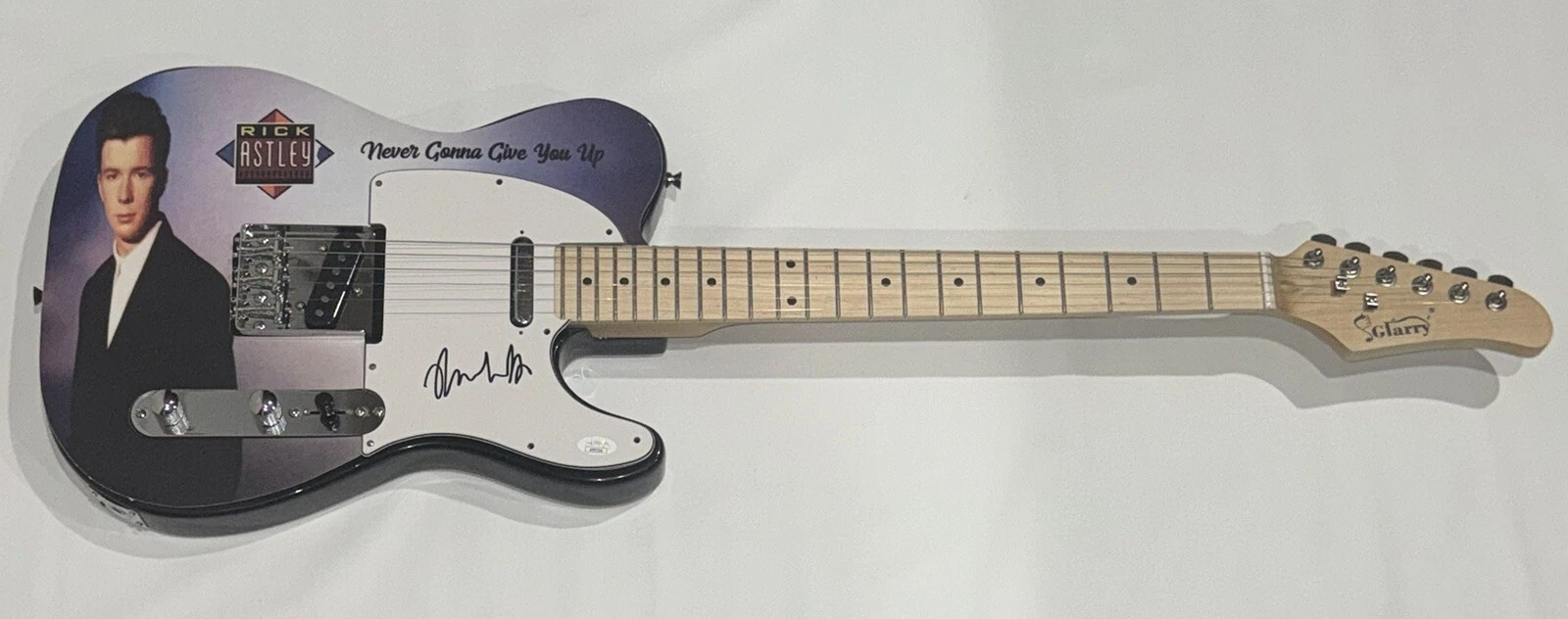 RICK ASTLEY SIGNED CUSTOM NEVER GONNA GIVE YOU UP ELECTRIC GUITAR PROOF JSA COA