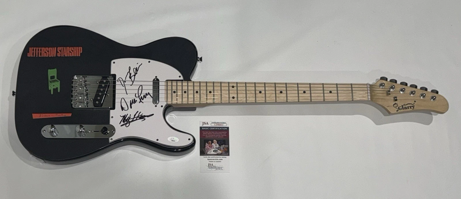 MICKEY THOMAS SIGNED CUSTOM JEFFERSON STARSHIP NUCLEAR FURNITURE GUITAR JSA COA
