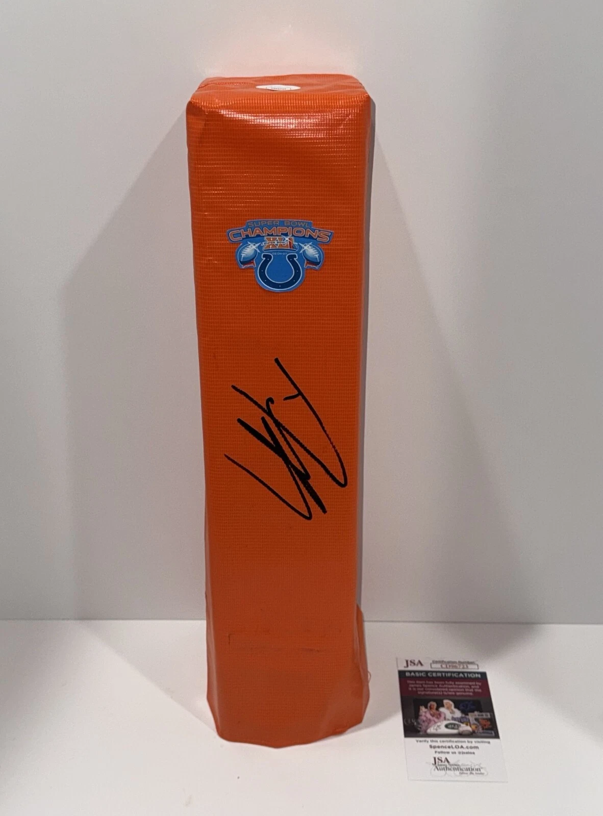 DWIGHT FREENEY SIGNED TOUCHDOWN PYLON INDIANAPOLIS COLTS SUPER BOWL XLI JSA COA