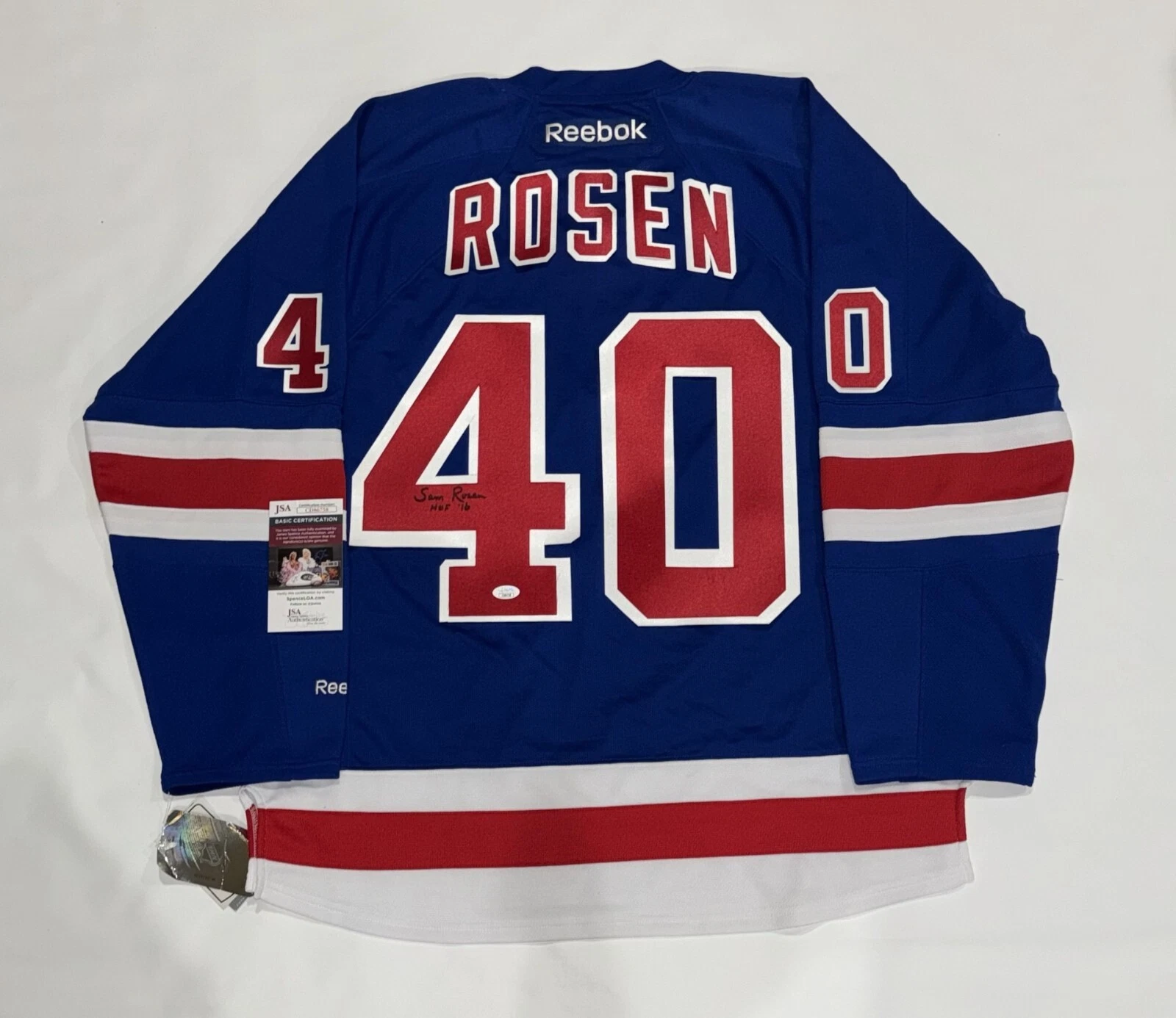 SAM ROSEN SIGNED REEBOK PREMIER NEW YORK RANGERS #40 JERSEY JSA COA