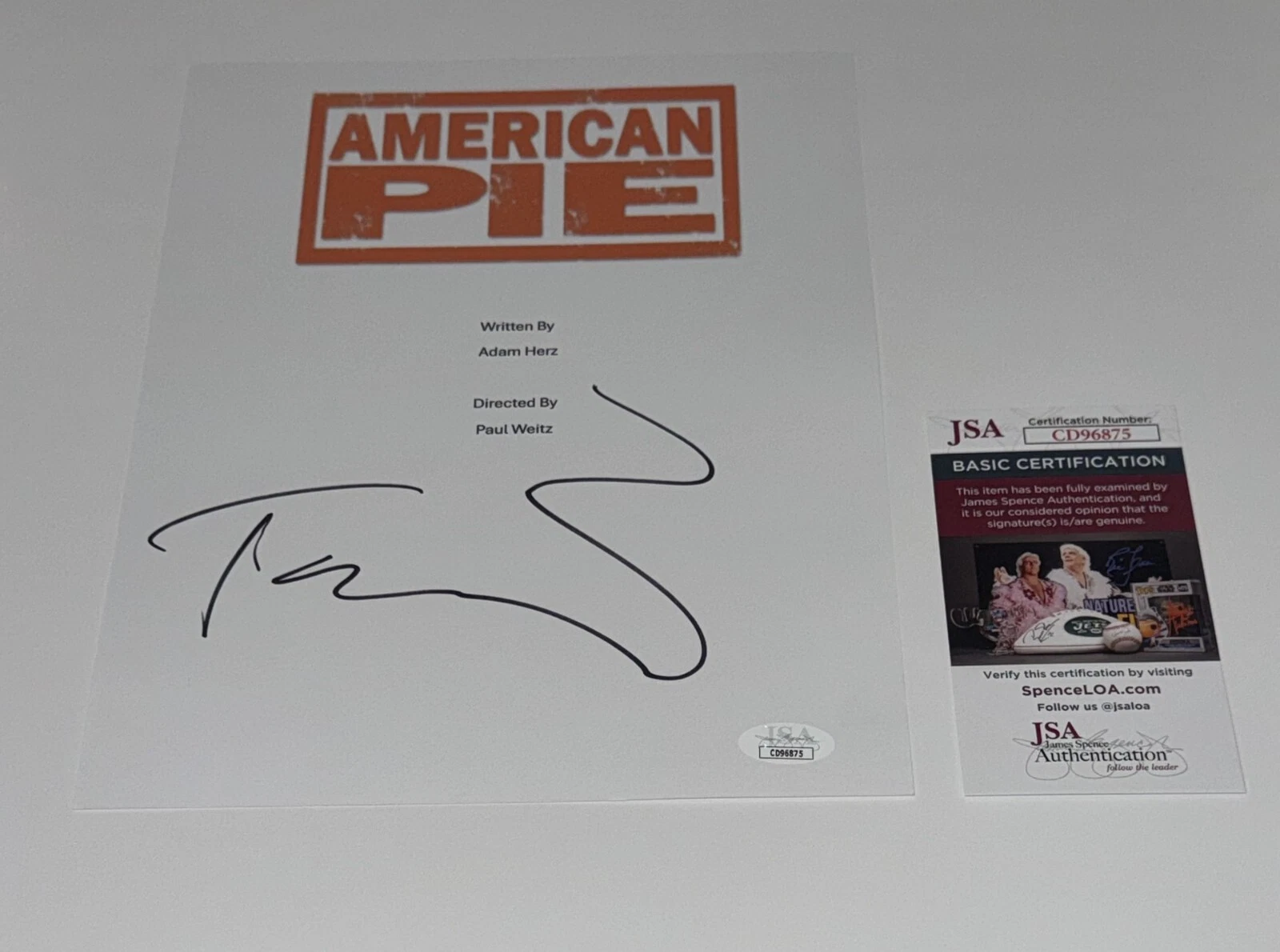 TARA REID SIGNED AMERICAN PIE FULL MOVIE SCRIPT JSA COA
