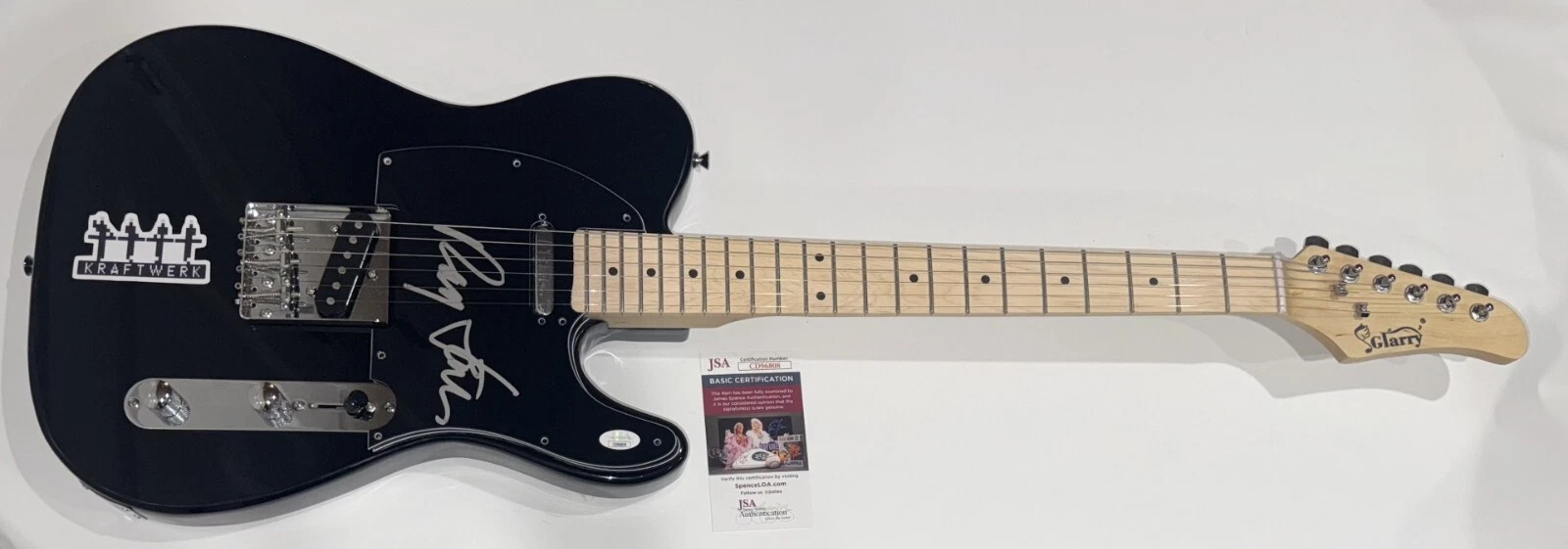 RALF HUTTER SIGNED BLACK ELECTRIC GUITAR KRAFTWERK LEGEND JSA COA
