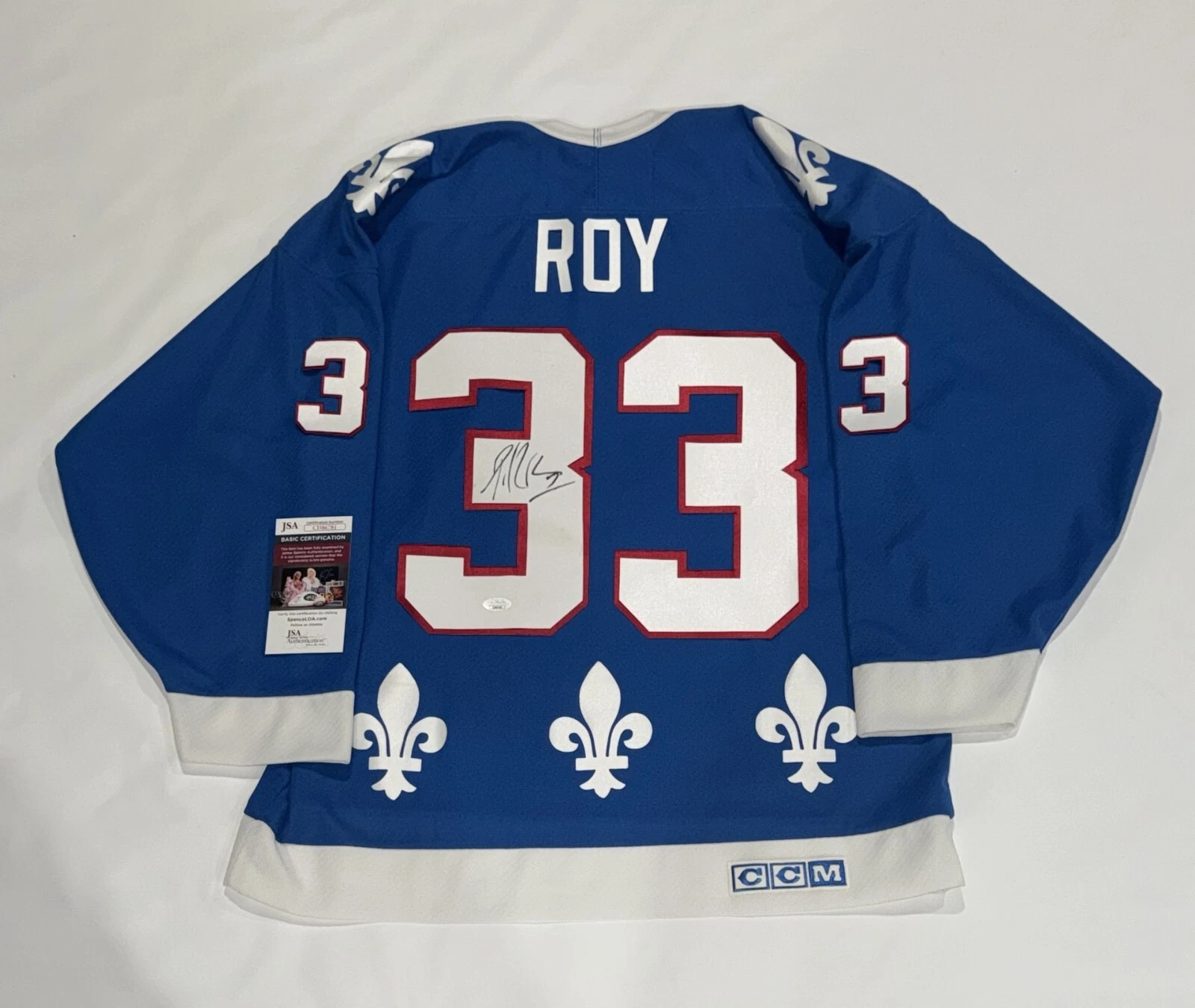 PATRICK ROY SIGNED VINTAGE CCM #33 QUEBEC NORDIQUES JERSEY VERY RARE JSA COA