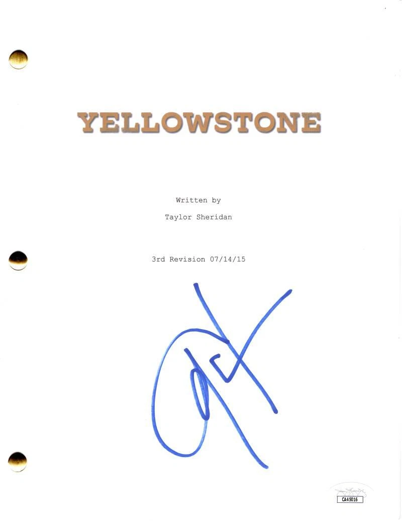 Cole Hauser Signed Autograph Yellowstone Pilot Script - Rip Wheeler w/ JSA COA