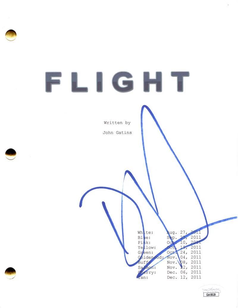 Denzel Washington Signed Autograph Flight Full Script Screenplay w/ JSA COA