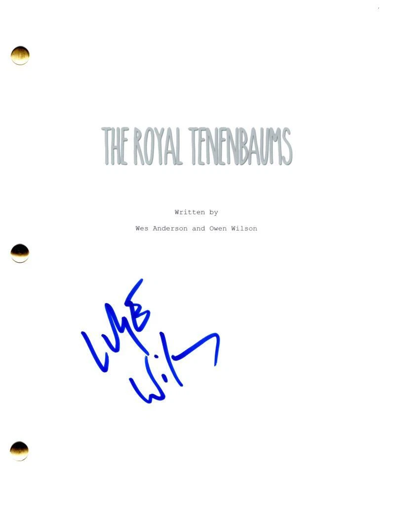 Luke Wilson Signed Autograph The Royal Tenenbaums Movie Script by Wes Anderson