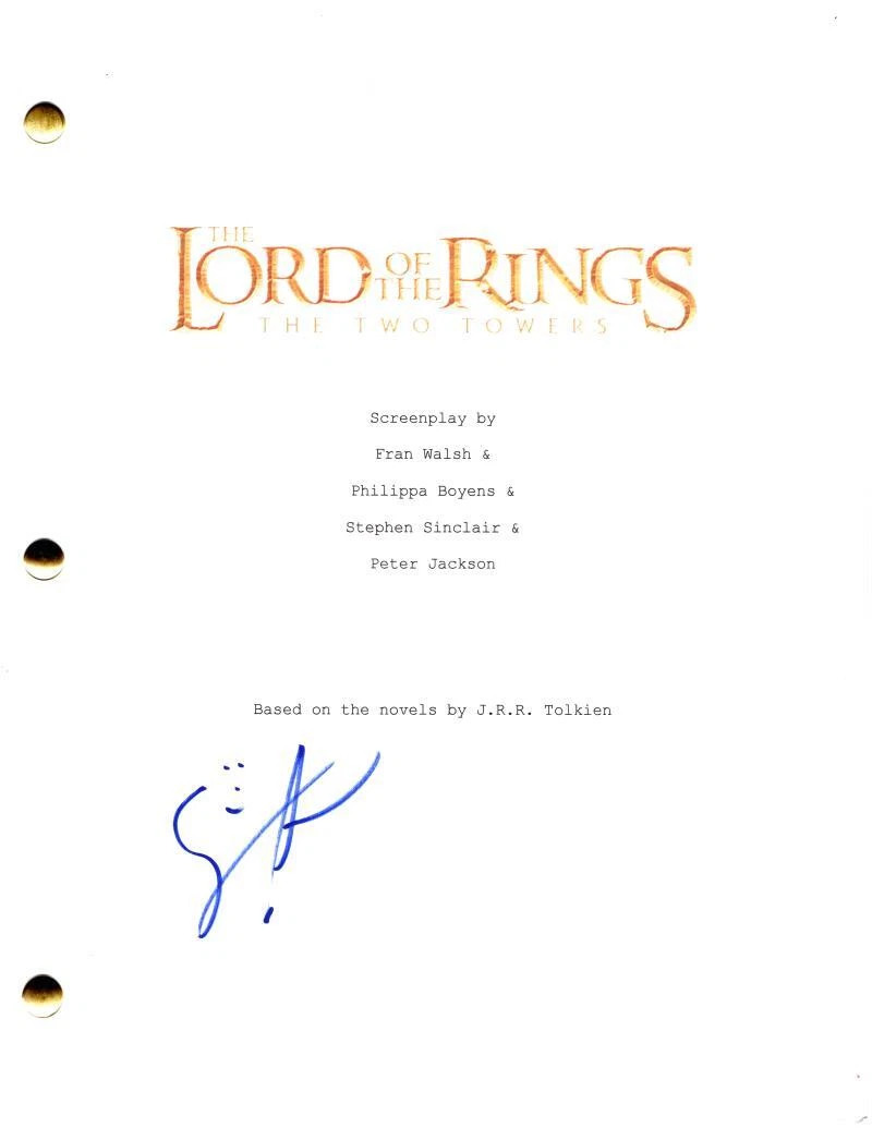 Sean Astin Signed Autograph The Lord of the Rings Two Towers Full Movie Script