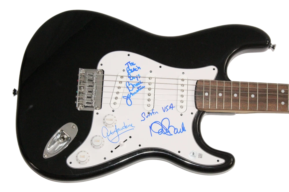 The Beach Boys Band x3 Signed Autograph Fender Guitar Al Jardine +2 Beckett COA