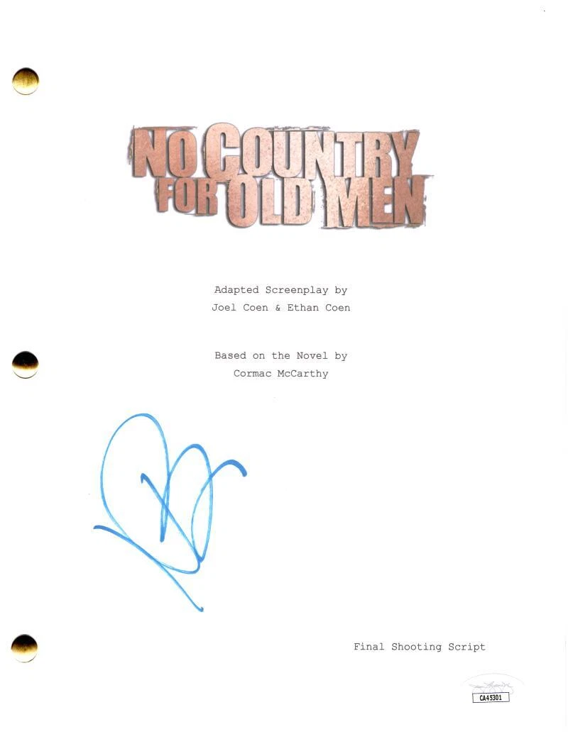 Javier Bardem Signed Autograph No Country For Old Men Script Screenplay JSA COA