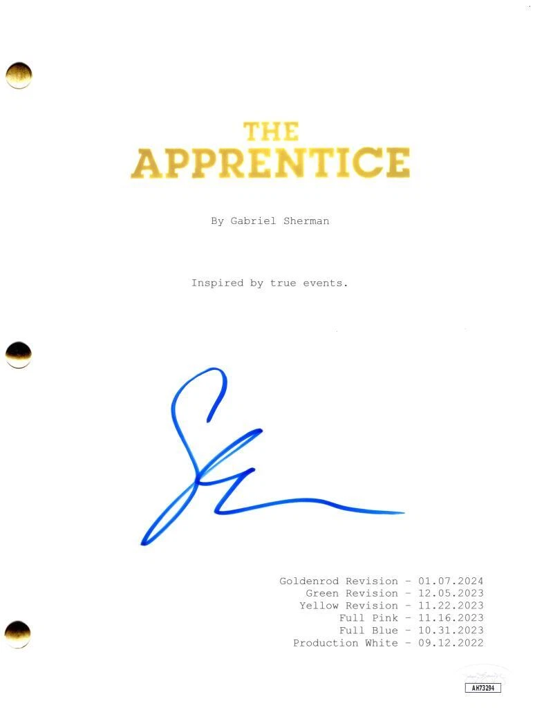 Sebastian Stan Signed Autograph The Apprentice Donald Trump Movie Script JSA COA