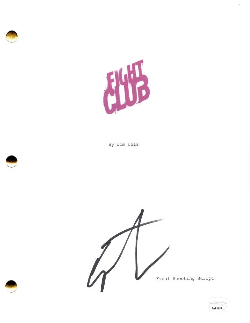 Edward Norton Signed Autograph Fight Club Full Movie Script Screenplay JSA COA