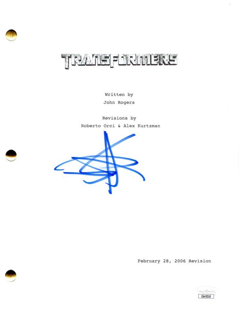 Shia LaBeouf Signed Autograph Transformers Full Movie Script Screenplay JSA COA
