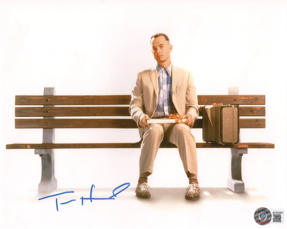 Tom Hanks Signed Autograph 8x10 Photo - Iconic Forrest Gump Bench w/ Beckett COA