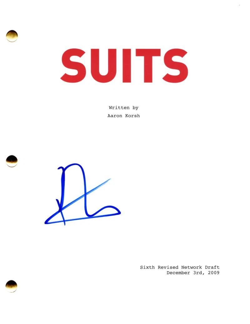 Patrick J Adams Signed Autograph Suits Full Pilot Script Screenplay Michael Ross