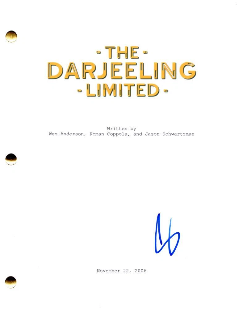 Jason Schwartzman Signed Autograph The Darjeeling Limited Full Movie Script