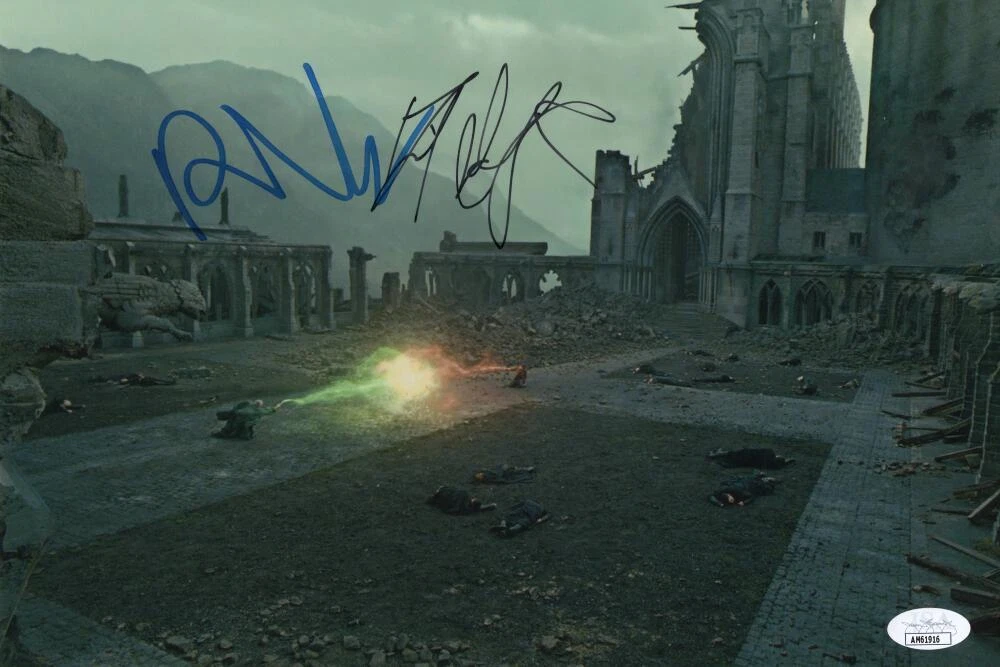 Daniel Radcliffe & Ralph Fiennes Signed Autograph Photo - Harry Potter JSA COA