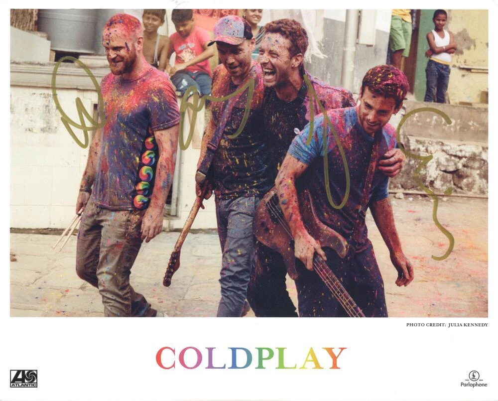 Coldplay Full Band Signed Autograph 8x10 Photo - Chris Martin +3 w/ JSA COA